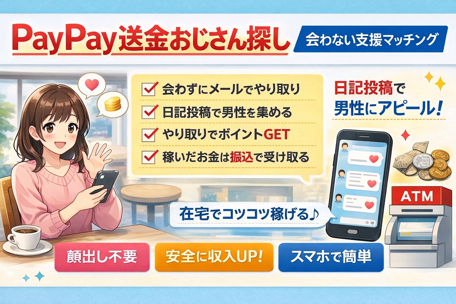 PayPay送金おじさん探し|会わない支援マッチング